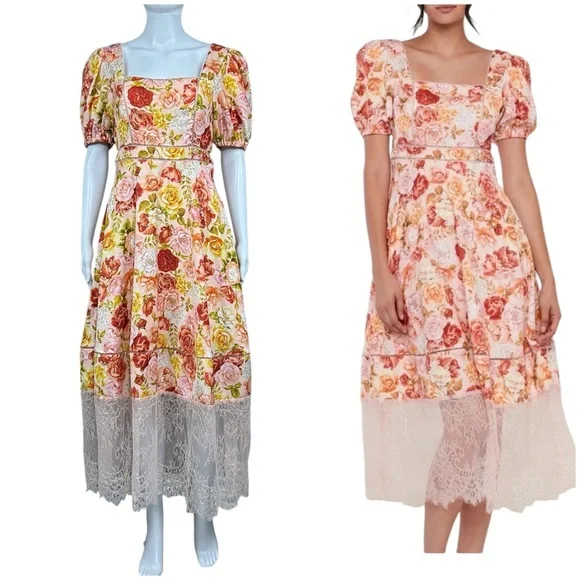 knee length dresses for ladies Quincy Lace Trim Midi Dress main image 1